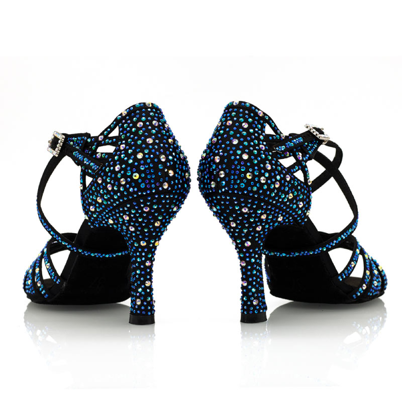 Halloween Vuiligheid Plagen Salsaschoenen | Blauwe Salsa Schoenen Dames Met Diamant | Latin Dansschoenen