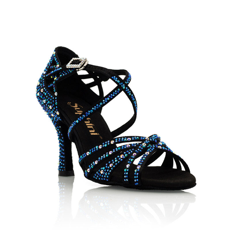 Halloween Vuiligheid Plagen Salsaschoenen | Blauwe Salsa Schoenen Dames Met Diamant | Latin Dansschoenen